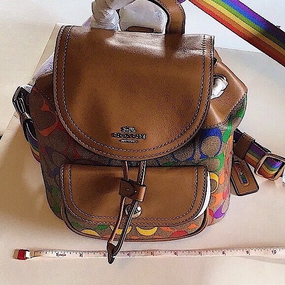 Coach 🌈Pennie Small Rainbow Signature Backpack/FREE shirt & tights w purchase - Picture 12 of 16